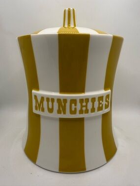 Jonathan Adler Vice Canister, specifically the "Munchies" yellow and white
